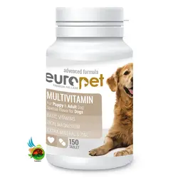 قرص مولتی ویتامین سگ یوروپت Europet dog multivitamin tablet بسته ۱۵۰ عددی