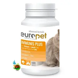 قرص تقویت سیستم ایمنی بدن گربه یوروپت Europet cat immunis plus بسته 100 عددی