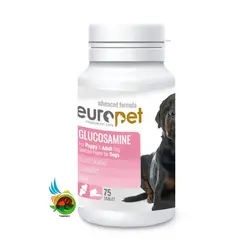 قرص گلوکوزآمین سگ یوروپت Europet dog glucosamine tablet بسته 75 عددی