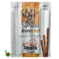 تشویقی مدادی سگ یوروپت با طعم مرغ Europet soft sticks with chicken بسته ۵ عددی