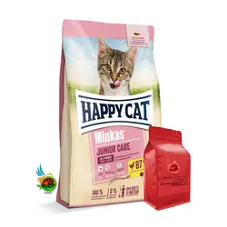 غذای خشک گربه جونیور مینکاس هپی کت با طعم مرغ Happycat minkas junior with poultry وزن 1 کیلوگرم ( بسته بندی ملودی مهربانی )