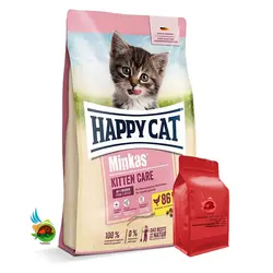 غذای خشک بچه گربه مینکاس هپی کت با طعم مرغ Happycat minkas kitten with poultry وزن 1 کیلوگرم ( بسته بندی ملودی مهربانی )