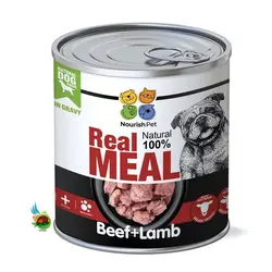 کنسرو نچرال سگ نوریش پت با طعم گوشت گاو و بره Nourishpet natural real meal with beef & lamb وزن ۸۰۰ گرم