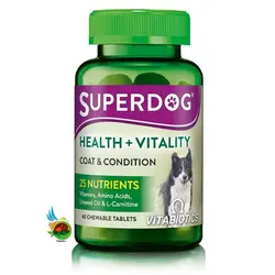 قرص مولتی ویتامین و تقویت کننده پوست و مو سوپر داگ مدل Super Dog Health & Vitality بسته ۶۰ عددی