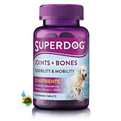 قرص تقویت کننده استخوان و مفاصل سگ سوپر داگ مدل Super Dog Joints & Bones بسته 60 عددی