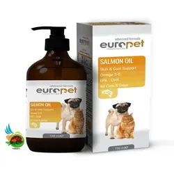 روغن ماهی سگ و گربه یوروپت Europet salmon oil حجم 150 میلی لیتر