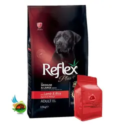 غذای خشک سگ بالغ رفلکس پلاس با طعم بره و برنج Reflex plus medium & large وزن 1 کیلوگرم ( بسته بندی ملودی مهربانی )