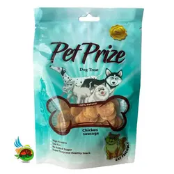 تشویقی سوسیس مرغ پت پرایز مخصوص سگ و گربه Pet prize chicken sausage وزن ۵۰ گرم