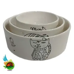 ست سه تایی ظرف آب و غذا سرامیکی مخصوص گربه