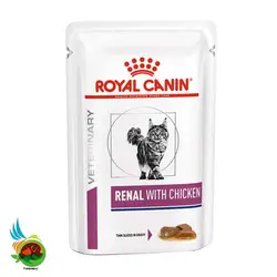 پوچ گربه رویال کنین رنال با طعم مرغ Royal canin renal with chicken وزن 85 گرم