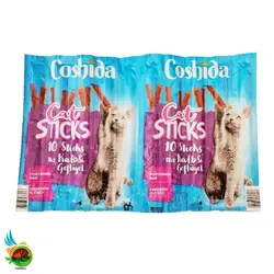 تشویقی مدادی گربه کوشیدا با طعم گوشت گوساله و مرغ Coshida cat sticks mit kalb & geflugel وزن 50 گرم ( 10 عددی )