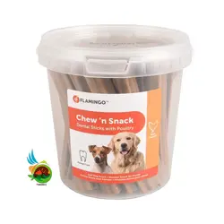 تشویقی دنتال سگ فلامینگو با طعم مرغ Flamingo chew snack dental with poultry وزن 700 گرم