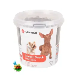 تشویقی سطلی مدادی فلامینگو با طعم گوشت بره Flamingo chewn snack lamb stick وزن 700 گرم