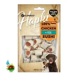 تشویقی سوشی سگ فلامینگو با طعم مرغ و ماهی Flamingo sushi with chicken & fish وزن 85 گرم