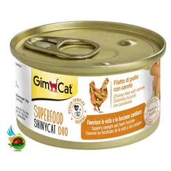کنسرو گربه جیم کت با طعم فیله مرغ و هویج Gimcat shiny cat duo chicken fillet with carrots وزن 70 گرم