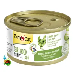 کنسرو گربه جیم کت با طعم فیله مرغ و سیب Gimcat shiny cat duo chicken fillet with apple وزن 70 گرم