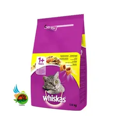 غذای خشک مغزدار مولتی کالر گربه ویسکاس با طعم مرغ Whiskas with chicken وزن 1.4 کیلوگرم