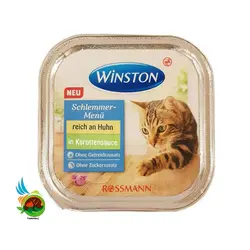 ووم گربه وینستون با طعم مرغ در سس هویچ Winston reich an huhn in karottensauce وزن 100 گرم