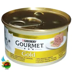 کنسرو گربه گورمت گلد با طعم مرغ و هویج و کدو سبز Purina gourmet gold with chicken & carrots and courgettes وزن 85 گرم