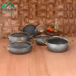 سرویس قابلمه 10 پارچه خمره ای اویز مدل سلین رنگ خاکستری | کیسلان