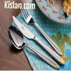 سرویس قاشق و چنگال 46 پارچه ناب استیل مدل پالرمو دورطلا | کیسلان