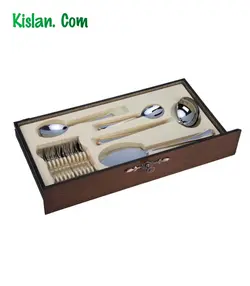 سرویس قاشق و چنگال 46 پارچه ناب استیل مدل ونیز دورطلا | کیسلان