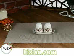 نمکدان گرد جفتی زیر چینی لمونژ گل میخک کیسلان | کیسلان