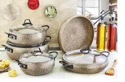 سرویس قابلمه 9 پارچه خمره ای کرم o.m.s ترکیه | کیسلان