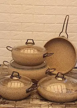 سرویس قابلمه 9 پارچه خمره ای کرم o.m.s ترکیه | کیسلان