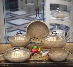 سرویس قابلمه 9 پارچه خمره ای کرم o.m.s ترکیه | کیسلان