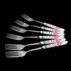 سرویس چنگال دسته سرامیکی گلدار