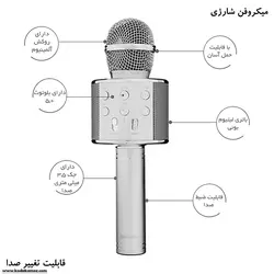میکروفن شارژی اصل  (اسپیکر مدل ws-858 ) همراه با یک عدد باطری شارژی