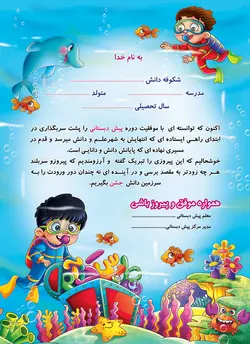 لوح تقدیر جشن الفبا ساده کد33