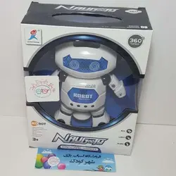 #۱۱۷۲# آدم آهنی حاله نورانی سفید چشم آبی (چشم تلسکوپی) 99444-2-dancing robot-lezo smart technology