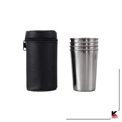 ست لیوان استیل کاور چرمی