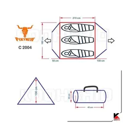 چادر کوهنوردی3-4 نفره کله گاوی(پکینیو) مدل PKN C2004 (معیوب)