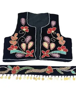 ست جلیقه و کمربند زنانه کردستان مروارید دوزی شده کد 118