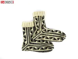 جوراب پشمی مردانه دستبافت سنتی کردستان کد 218 سایز 43-44