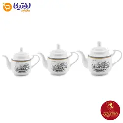 چینی زرین سرویس قوری استوانه 3 سایز طرح ویلیج