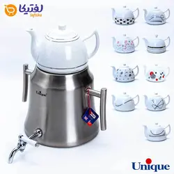 کتری استیل 5 لیتر و قوری چینی یونیک مدل UN-7204