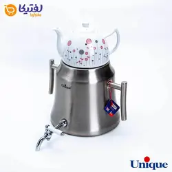 کتری استیل 5 لیتر و قوری چینی یونیک مدل UN-7204