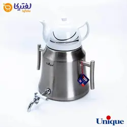 کتری استیل 5 لیتر و قوری چینی یونیک مدل UN-7204