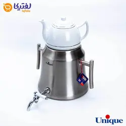 کتری استیل 5 لیتر و قوری چینی یونیک مدل UN-7204