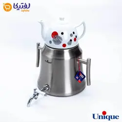 کتری استیل 5 لیتر و قوری چینی یونیک مدل UN-7204