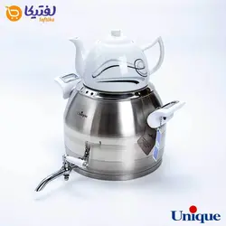 کتری استیل 5 لیتر و قوری چینی یونیک طرح ترک UN-7293