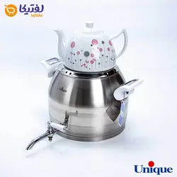 کتری استیل 5 لیتر و قوری چینی یونیک طرح ترک UN-7293