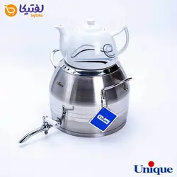 کتری استیل 5 لیتر و قوری چینی یونیک طرح ترک UN-7293