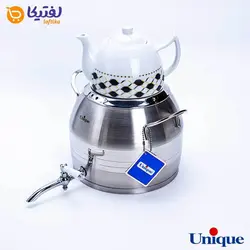 کتری استیل 5 لیتر و قوری چینی یونیک طرح ترک UN-7293