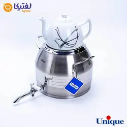 کتری استیل 5 لیتر و قوری چینی یونیک طرح ترک UN-7293