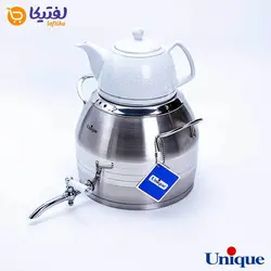 کتری استیل 5 لیتر و قوری چینی یونیک طرح ترک UN-7293